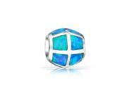 Bling Jewelry Sterling Silver Synthetic Blue Opal Inlay Barrel Bead Fits Pandora