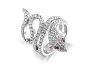 Bling Jewelry Twisted Snake Ring Simulated Garnet Crystal Rhodium Plated