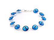 Bling Jewelry Sterling Silver Translucent Blue Evil Eye Bead Bracelet 7 Inch