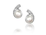 Bling Jewelry Button Cultured Pearl Bridal Silver Plated Earrings