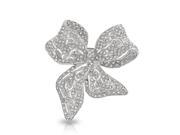 Bling Jewelry Crystal Vintage Style Bow Brooch Ribbon Pin Silver Plated