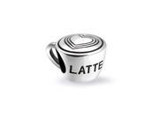 Bling Jewelry 925 Sterling Silver Heart Latte Art Coffee Cup Bead Pandora Compatible