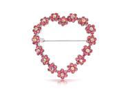 Bling Jewelry Simulated Pink Topaz Crystal Flower Heart Pin Rhodium Plated