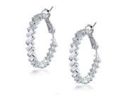 Bling Jewelry Clear CZ Baguette Bridal Hoop Earrings Rhodium Plated