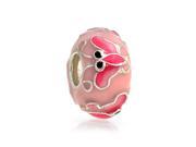 Bling Jewelry 925 Sterling Silver Pink Butterfly Enamel Bead Pandora Compatible