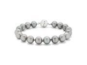 Bling Jewelry Bridal 12mm Grey Simulated Pearl Bracelet Rhodium Plated