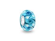 Bling Jewelry Blue Glass Swirl 925 Silver Murano Glass Bead Fits Pandora