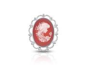 Bling Jewelry Red Simulated Resin Cameo Pendant Brooch Pin 925 Silver