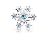 Bling Jewelry Blue Crystal 925 Silver Star Snowflake Polished Pin Brooch