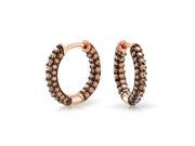 Bling Jewelry Coffee CZ Inside Out Hoop Earrings Rose Gold Plated