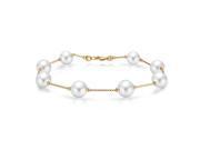 Bling Jewelry 14k Gold Bar Link Cultured Pearl Bridal Bracelet