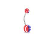 Bling Jewelry Surgical Steel American Flag Belly Button Navel Ring 14G