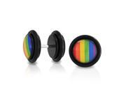 Bling Jewelry Epoxy Rainbow Gay Pride Cheater Plugs 14G Stainless Steel