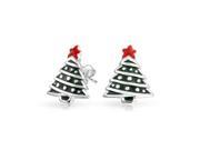 Bling Jewelry Enamel Star 925 Silver Kids Christmas Tree Stud Earrings