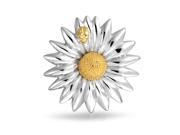 Bling Jewelry Two Tone Daisy Brooch Rhodium Plated