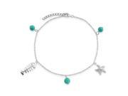 Bling Jewelry 925 Silver Nautical Starfish Anklet Reconstituted Turquoise Bead