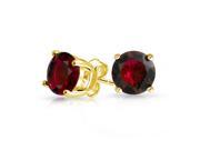 Bling Jewelry Round Gold Plated Simulated Garnet CZ 925 Silver Stud Earrings 7mm
