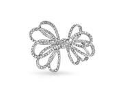 Bling Jewelry Ribbon Bow Bridal Jewelry Brooch Pin Crystal Silver Plated