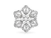 Bling Jewelry White Pearl Flower Elegant Mum Pin Crystal Brooch
