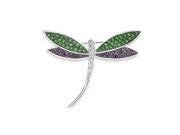 Bling Jewelry Dragonfly Pin Multicolor CZ Pendant Rhodium Plated