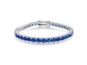Bling Jewelry Blue Simulated Sapphire Tennis Bracelet 7in Rhodium Plated