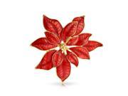 Bling Jewelry Gold Plated Red Enamel Poinsettia Flower Brooch Holiday Pin