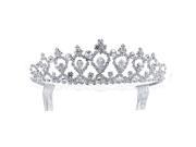 Bling Jewelry Bridal Tiara Crown Teardrop Rhinestones Silver Plated