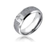 Bling Jewelry Celtic Cross Design Curved Brushed Tungsten Ring 8mm