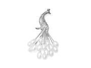 Bling Jewelry Clustered Freshwater Cultured Pearl Peacock Brooch Rhodium Plated
