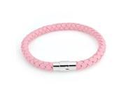 Bling Jewelry Pink Braided 7mm Leather Cord Bracelet 8in Stainless Steel