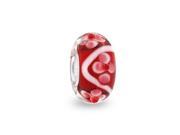 Bling Jewelry Red Flower Murano Glass Bead Sterling Silver Pandora Compatible