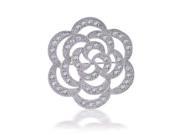Bling Jewelry CZ Flower Open Rose Wedding Brooch Pin Rhodium Plated