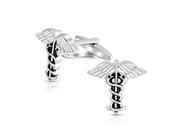 Bling Jewelry Medical Insignia Doctors RNs Nurses Mens Caduceus Cufflinks Stainless Steel Plated