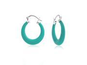 Bling Jewelry 925 Sterling Silver Synthetic Turquoise Medium Hoop Earrings