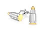 Bling Jewelry Mens Two Tone Rhodium Gold Plated Tipped Bullet Cufflinks
