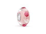 Bling Jewelry 925 Silver White Petals Pink Murano Glass Bead Fits Pandora