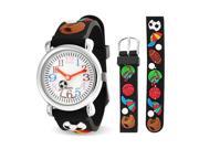 Bling Jewelry Black Analog Rubber Sports Kids Watch Stainless Steel Back