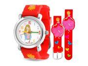 Bling Jewelry Girls Red Princess Cinderella Hearts Watch Steel Back 6.5in