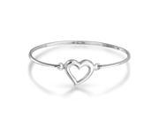 Bling Jewelry Polished 925 Silver Open Heart Catch Bangle Bracelet