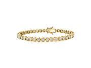 Bling Jewelry 925 Sterling Silver Round CZ Gold Plated Tennis Bracelet 7in