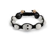Bling Jewelry Skull Shamballa Inspired Bracelet White Crystal 12mm Alloy