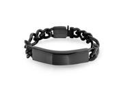 Bling Jewelry Mens Black Stainless Steel Figaro Chain ID Bracelet 8.5 In