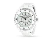 Bling Jewelry Womens White Enamel Crystal Dial Fashion Stainless Steel Back Watch