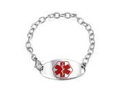 Bling Jewelry Stainless Steel Medical Alert Oval ID Tag Chain Bracelet
