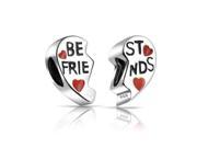 Bling Jewelry Sterling Silver Red Heart Charm Best Friends Bead Set Pandora Compatible