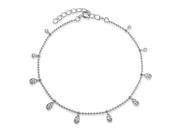 Bling Jewelry 925 Sterling Silver CZ Teardrop Dangle Charm Bracelet 7in