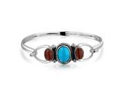 Bling Jewelry Oval Reconstituted Turquoise Bali Style Bangle Bracelet Silver