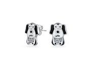 Bling Jewelry Sterling Silver Black and White Puppy Dog Kids CZ Stud Earrings