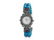 Bling Jewelry Silver Plated Reconstituted Turquoise Marcasite Watch