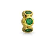 Bling Jewelry 925 Silver Simulated Emerald CZ Gold Plated Spacer Bead Fits Pandora